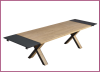 Table pieds X bois / métal avec 2 allonges L.1.60 à 2.40m/H.0.76m/P.1.00m Allonge(s) : Avec 2 allonges